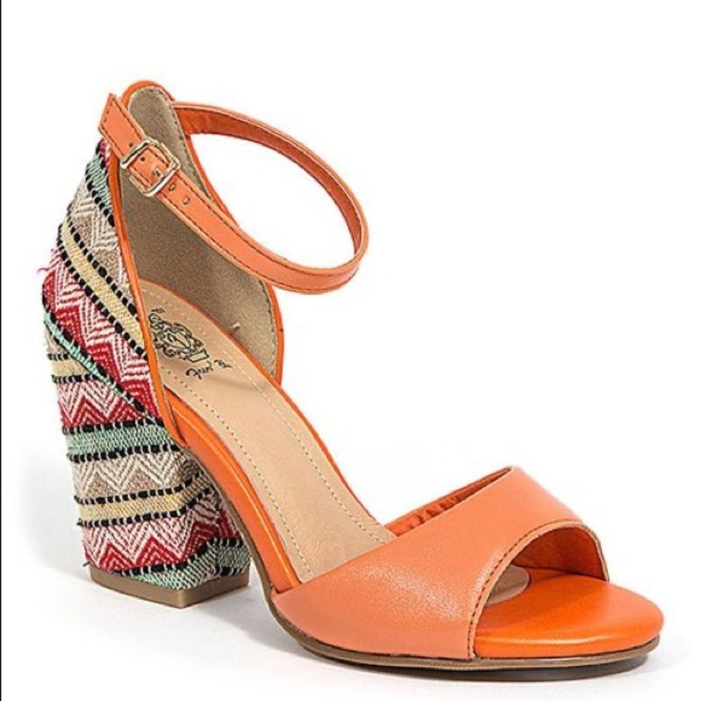 French Blue orange geometric twinkle sandal